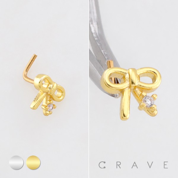 DAINTY COQUETTE BOW PIERCING 316L SURGICAL STEEL L-SHAPE NOSE RING DAINTY COQUETTE BOW PIERCING 316L SURGICAL STEEL L-SHAPE NOSE RING